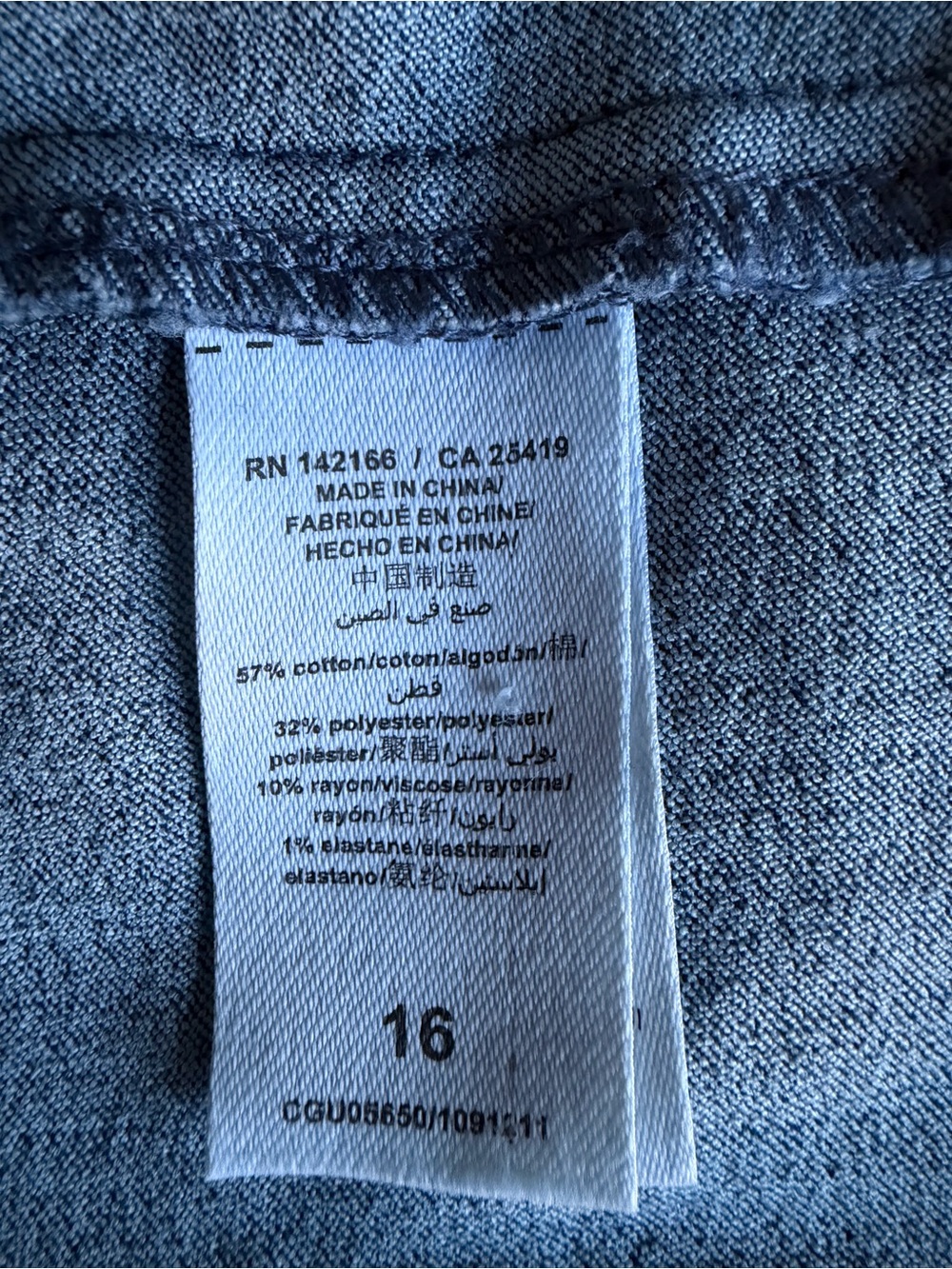 Habitual Girls Denim Mini Dress Puff Sleeve A-Line Stretch Blue Size 16 - Picture 9 of 11